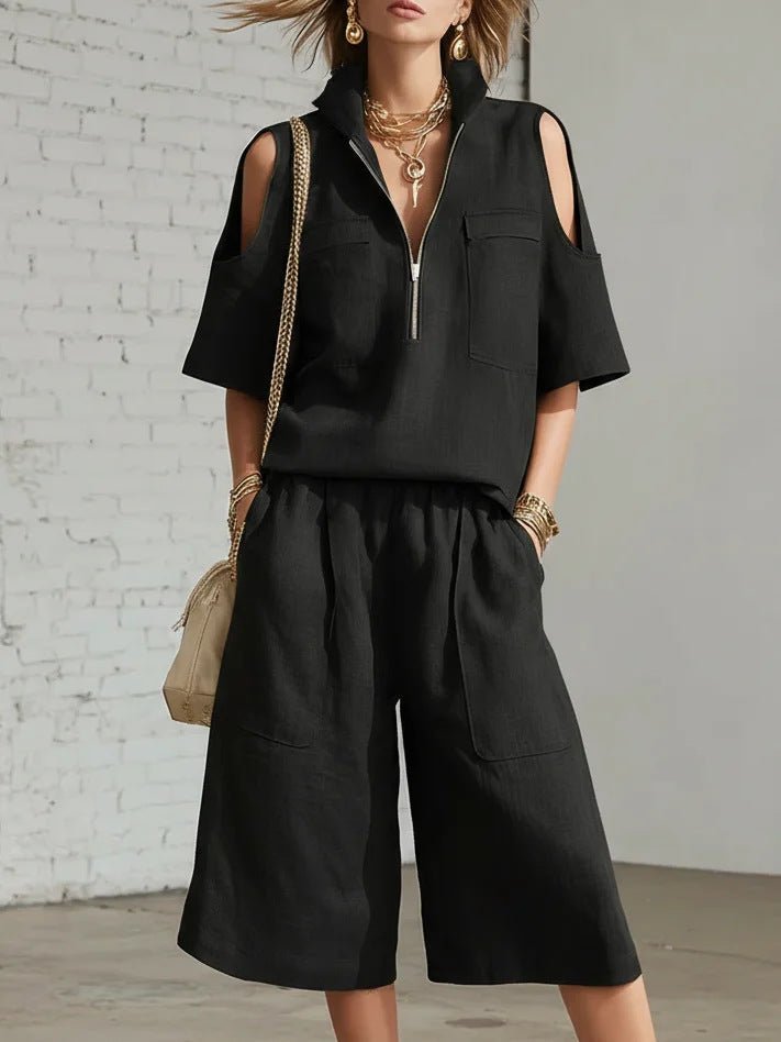 Short-Sleeve Shirt & Loose Shorts Two-Piece Set - Che Cose Belle