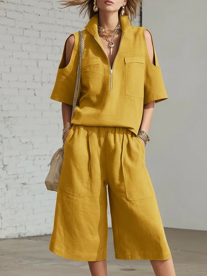 Short-Sleeve Shirt & Loose Shorts Two-Piece Set - Che Cose Belle