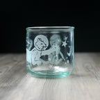 Astronaut Space Cats Rustic Recycled Glass Candle Cup