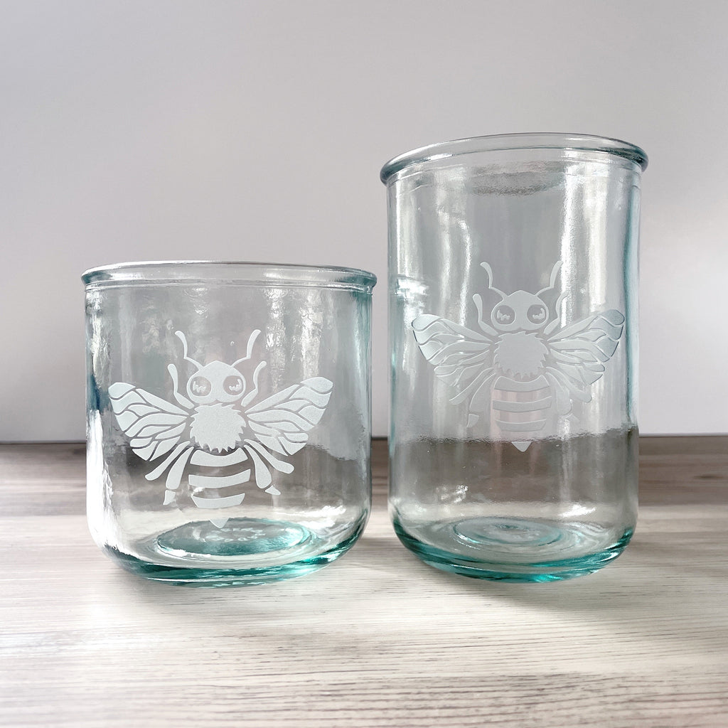 Bee Rustic Recycled Glass Candle Cup