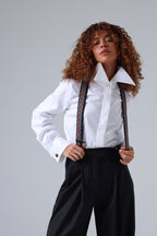 Sicily Lava Orange Floral Etna Patterned Silk Suspenders - Che Cose Belle