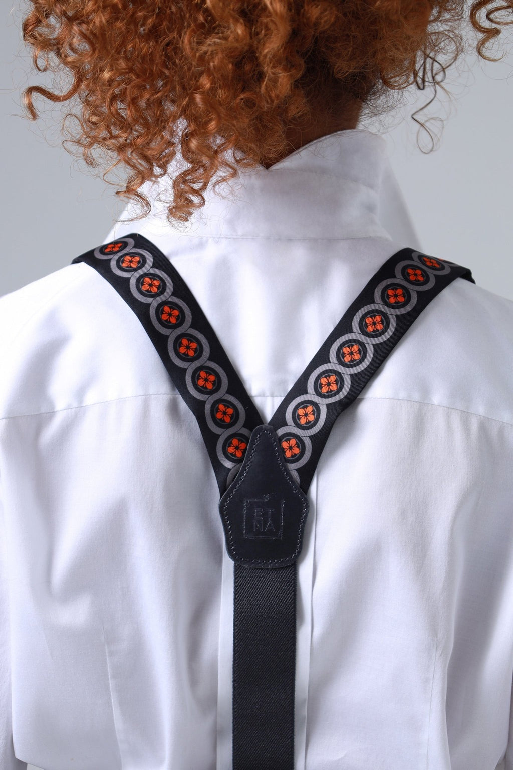 Sicily Lava Orange Floral Etna Patterned Silk Suspenders - Che Cose Belle