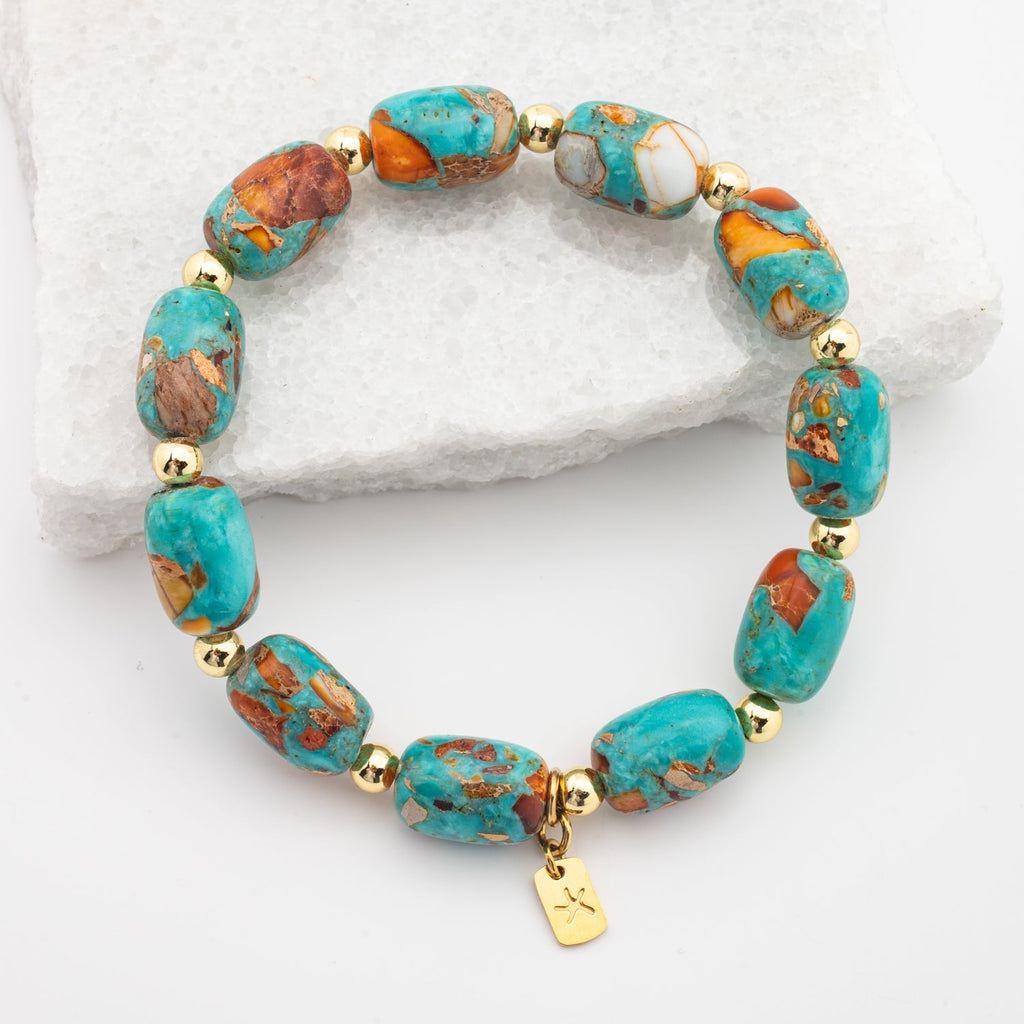 Sierra Bloom Turquoise Emperor Stone Beaded Bracelet - Che Cose Belle