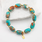 Sierra Bloom Turquoise Emperor Stone Beaded Bracelet - Che Cose Belle