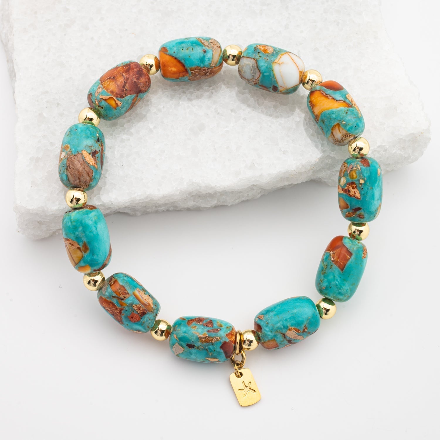Sierra Bloom Turquoise Emperor Stone Beaded Bracelet - Che Cose Belle