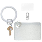 Large Pouch Wristlet Set - Silver Confetti