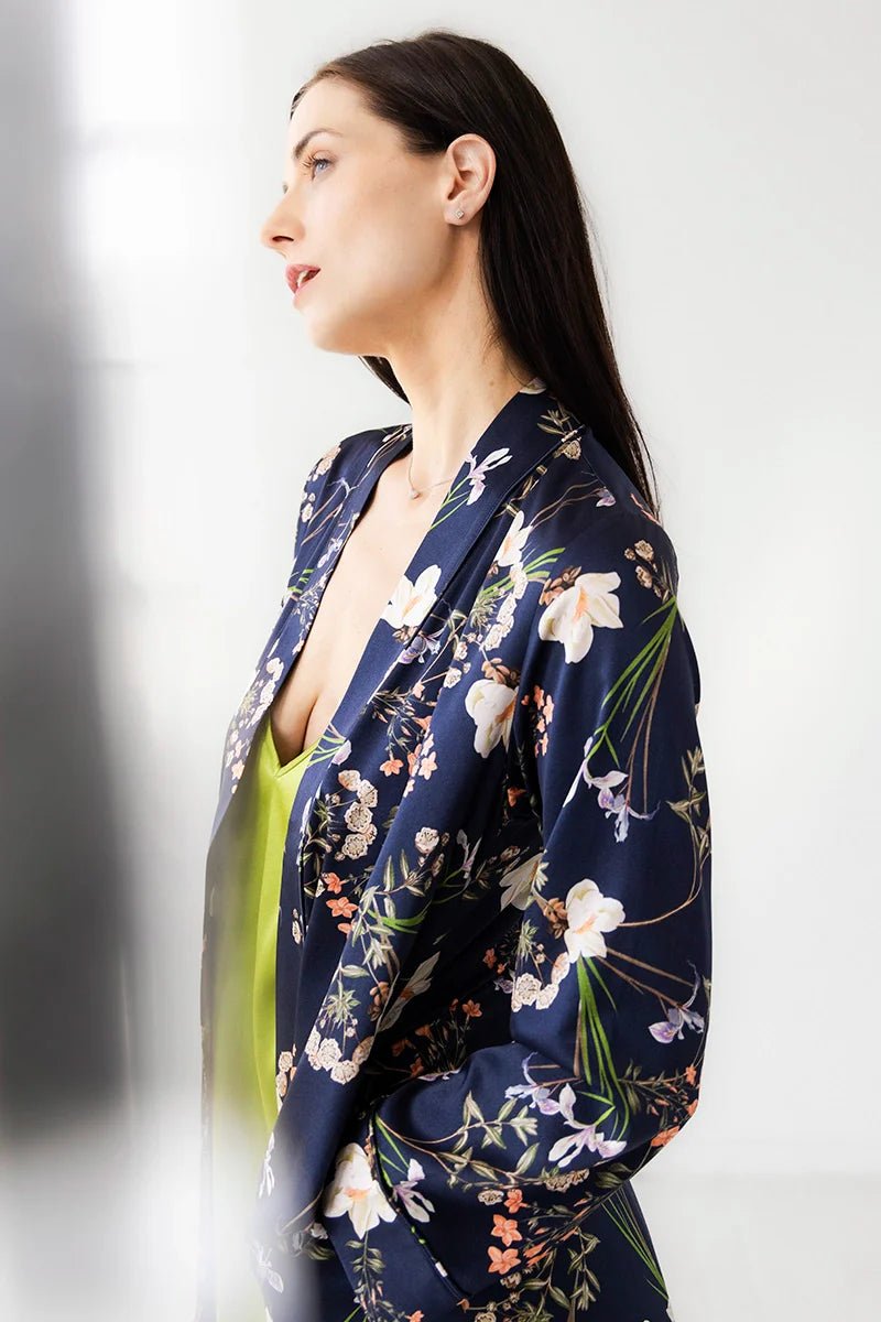 Silk Floral Design Robe - Che Cose Belle