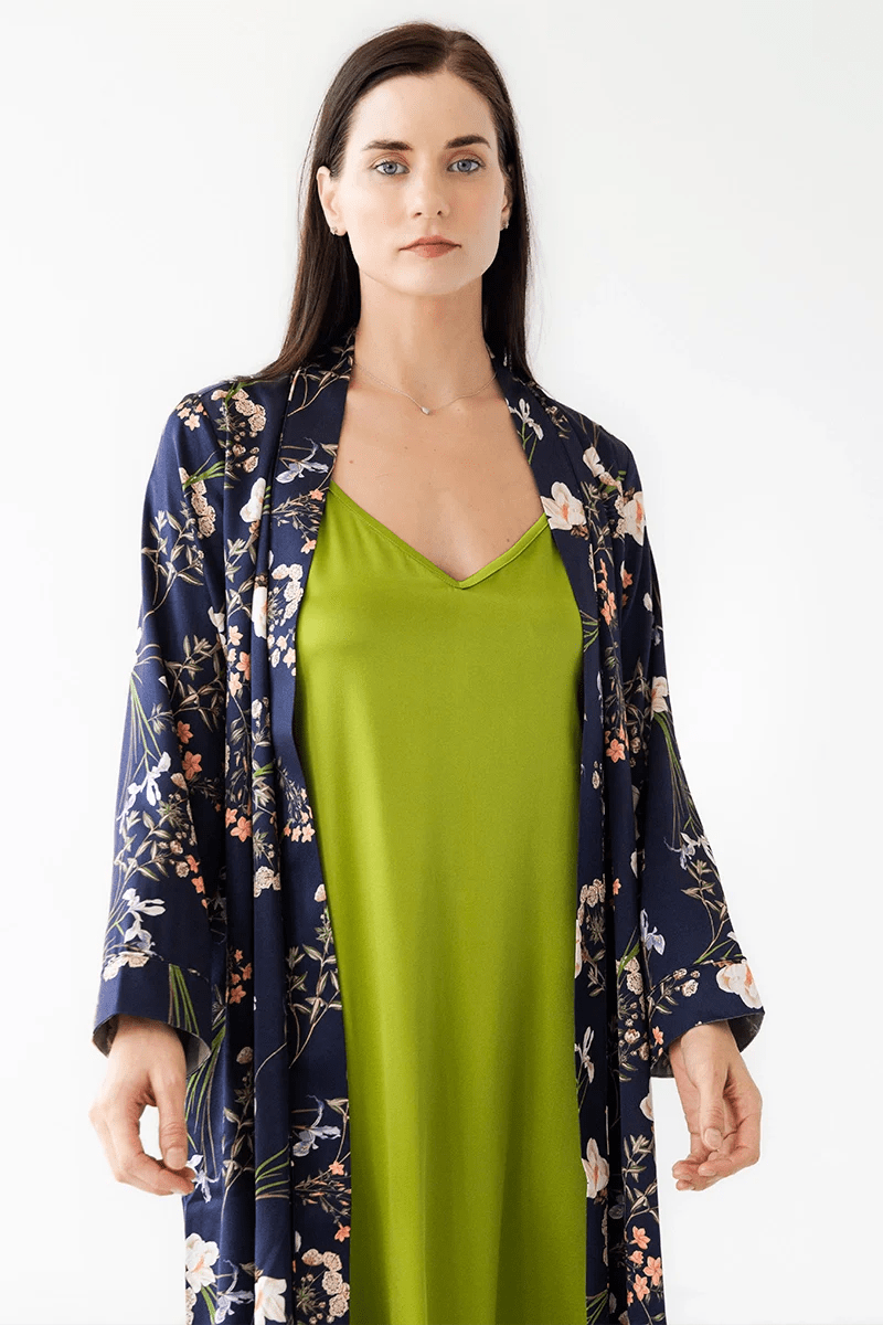Silk Floral Design Robe - Che Cose Belle