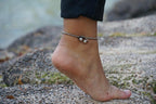Silver Bell Boho Anklet White Beaded Ankle Bracelet - Che Cose Belle