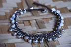 Silver Bell Boho Anklet White Beaded Ankle Bracelet - Che Cose Belle