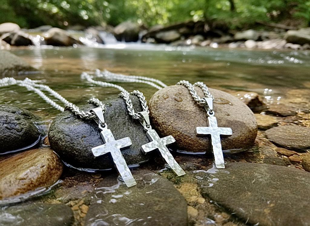 Silver cross necklace hand cut and hand hammered handmade custom pendant popular size women men man girls boys christian jewelry jewellery - Che Cose Belle