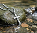Silver cross necklace hand cut and hand hammered handmade custom pendant popular size women men man girls boys christian jewelry jewellery - Che Cose Belle