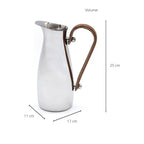Silver Stainless Steel Water Pitcher, Leather Handle - Che Cose Belle