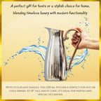 Silver Stainless Steel Water Pitcher, Leather Handle - Che Cose Belle