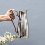 Silver Stainless Steel Water Pitcher, Leather Handle - Che Cose Belle