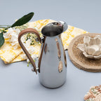 Silver Stainless Steel Water Pitcher, Leather Handle - Che Cose Belle