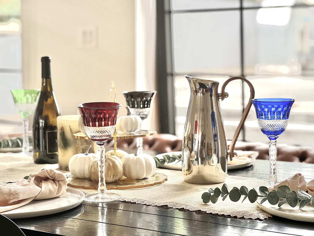 Silver Stainless Steel Water Pitcher, Leather Handle - Che Cose Belle