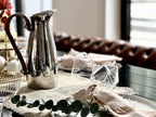 Silver Stainless Steel Water Pitcher, Leather Handle - Che Cose Belle