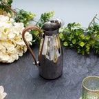 Silver Stainless Steel Water Pitcher, Leather Handle - Che Cose Belle