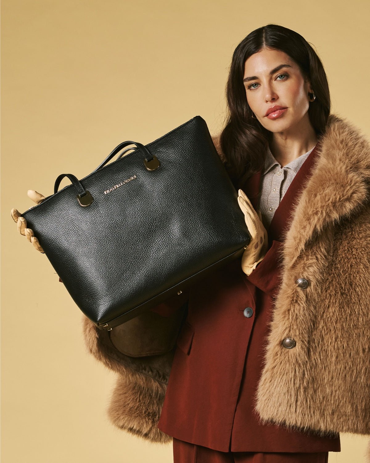 Simona (black) - Italian calf leather women's shoulder bag - Che Cose Belle