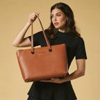 Simona (cognac) - Italian calf leather women's shoulder bag - Che Cose Belle