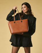 Simona (cognac) - Italian calf leather women's shoulder bag - Che Cose Belle