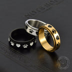 Simple Heart Dog Paw Stainless Steel Spinner Ring - Che Cose Belle