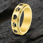 Simple Heart Dog Paw Stainless Steel Spinner Ring - Che Cose Belle