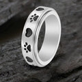 Simple Heart Dog Paw Stainless Steel Spinner Ring - Che Cose Belle