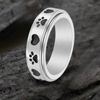 Simple Heart Dog Paw Stainless Steel Spinner Ring - Che Cose Belle