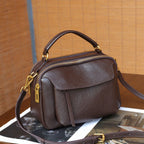 Simple Top-Grain Leather Women's Bag, Commuter Versatile Small Square Bag, Large Capacity Shoulder Bag, High-End Light Luxury Handbag - Che Cose Belle