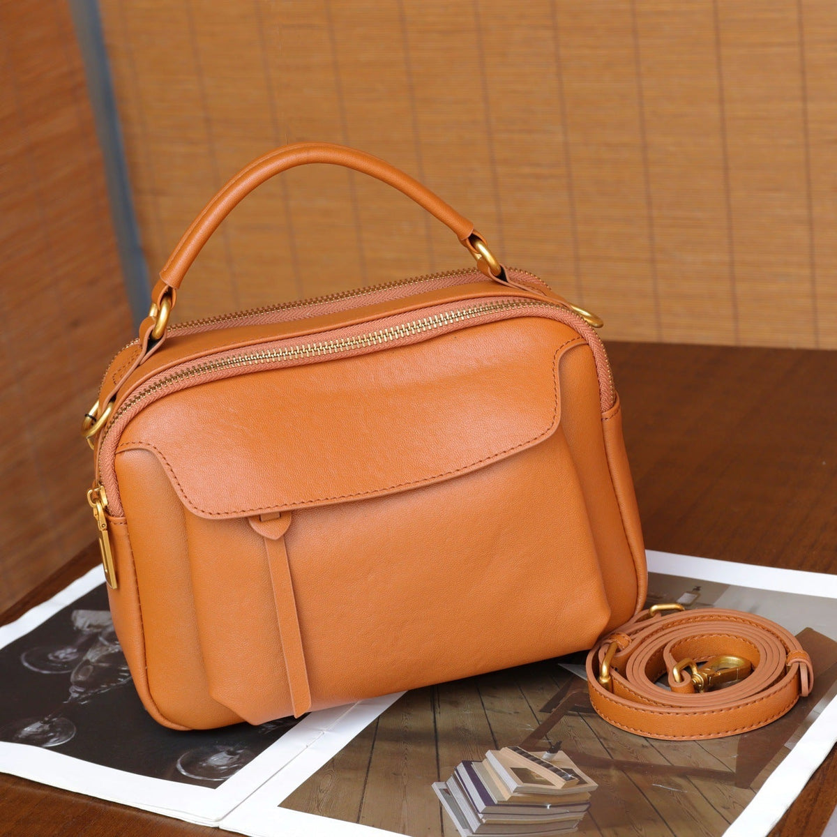 Simple Top-Grain Leather Women's Bag, Commuter Versatile Small Square Bag, Large Capacity Shoulder Bag, High-End Light Luxury Handbag - Che Cose Belle