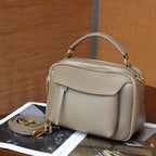 Simple Top-Grain Leather Women's Bag, Commuter Versatile Small Square Bag, Large Capacity Shoulder Bag, High-End Light Luxury Handbag - Che Cose Belle