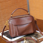 Simple Top-Grain Leather Women's Bag, Commuter Versatile Small Square Bag, Large Capacity Shoulder Bag, High-End Light Luxury Handbag - Che Cose Belle