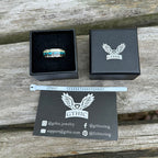 Simple Turquoise Inlaid Titanium Engagement Ring - Che Cose Belle