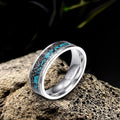 Simple Turquoise Inlaid Titanium Engagement Ring - Che Cose Belle