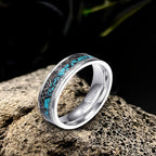 Simple Turquoise Inlaid Titanium Engagement Ring - Che Cose Belle