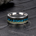 Simple Turquoise Inlaid Titanium Engagement Ring - Che Cose Belle