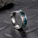 Simple Turquoise Inlaid Titanium Engagement Ring - Che Cose Belle