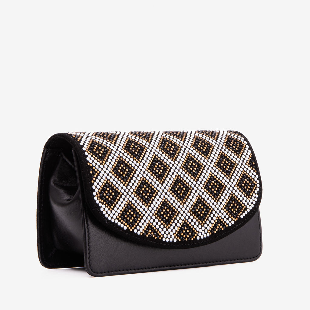 The Nampula Black Glitter Leather Handbag