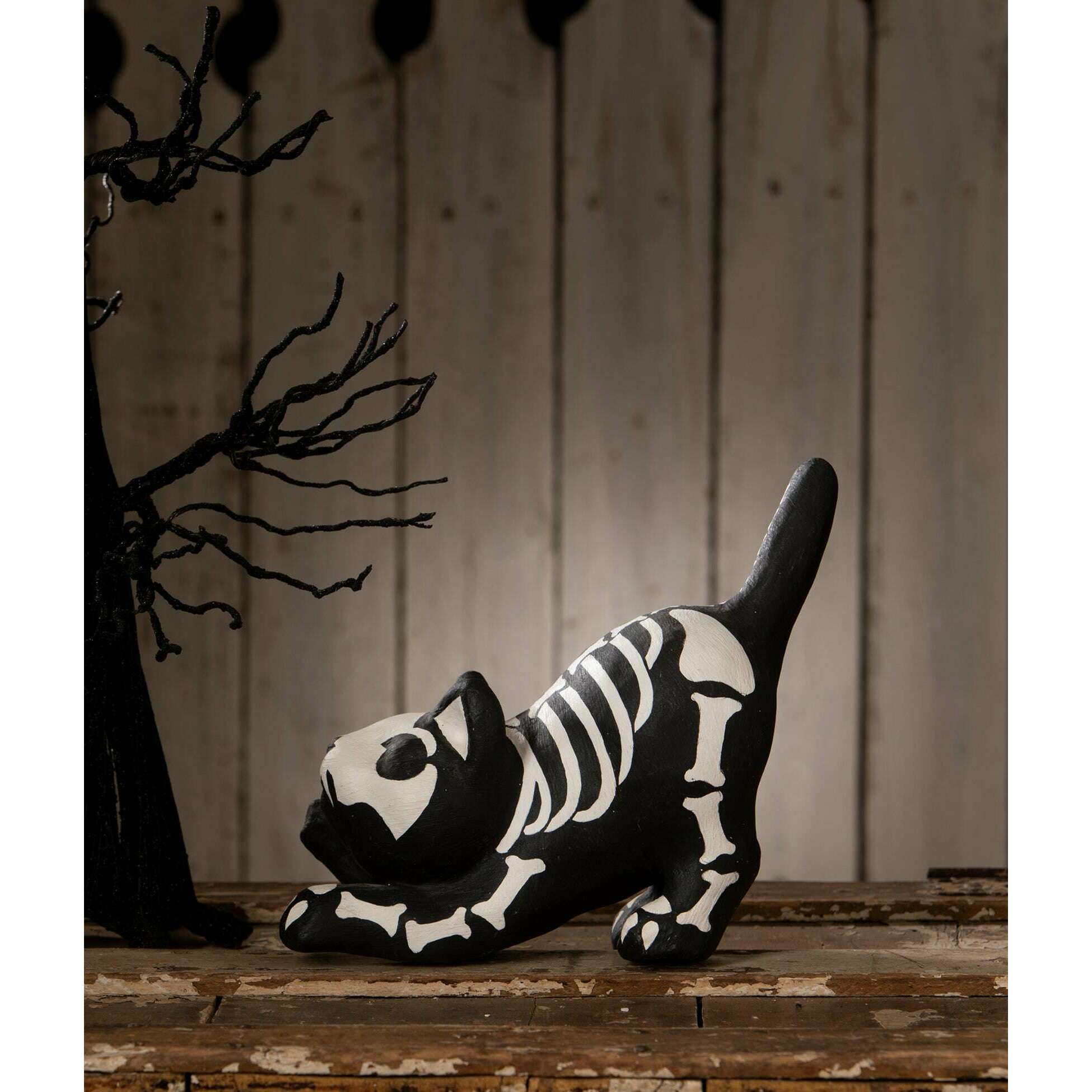 Skeleton Paper Mache Cat | Halloween Decor | Bethany Lowe - Che Cose Belle