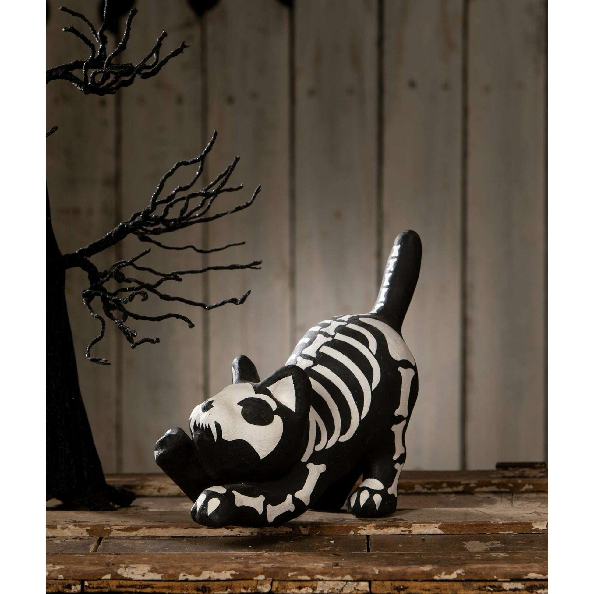 Skeleton Paper Mache Cat | Halloween Decor | Bethany Lowe - Che Cose Belle