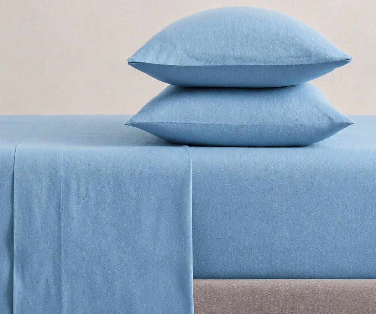 Sky Blue Linen Bed Sheet Set - Che Cose Belle