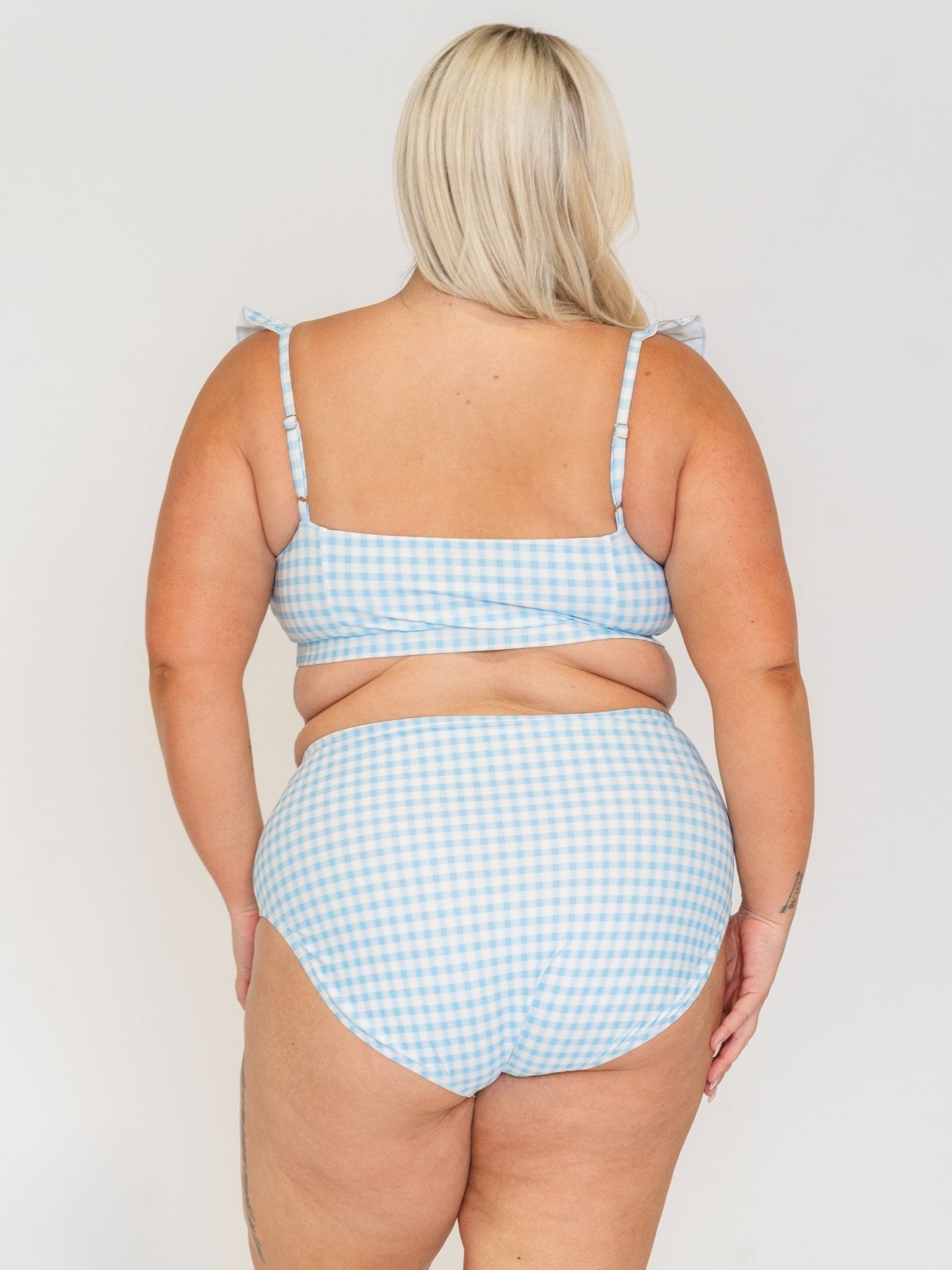 Sky Gingham Ruffle Scoop Bralette - Che Cose Belle
