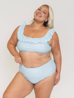 Sky Gingham Ruffle Scoop Bralette - Che Cose Belle