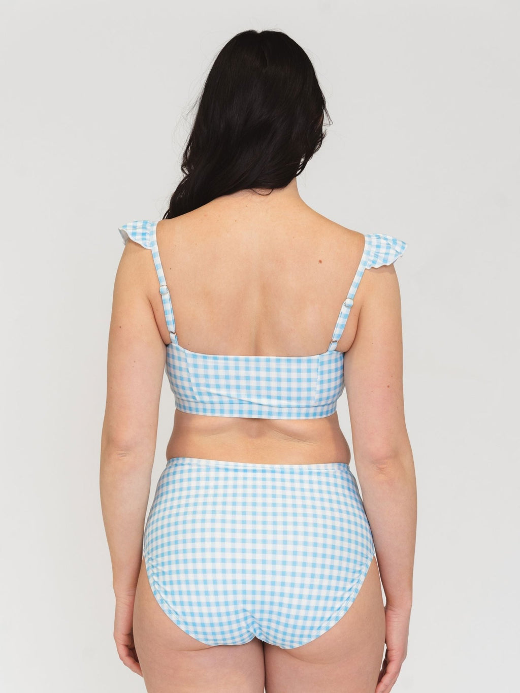 Sky Gingham Ruffle Scoop Bralette - Che Cose Belle