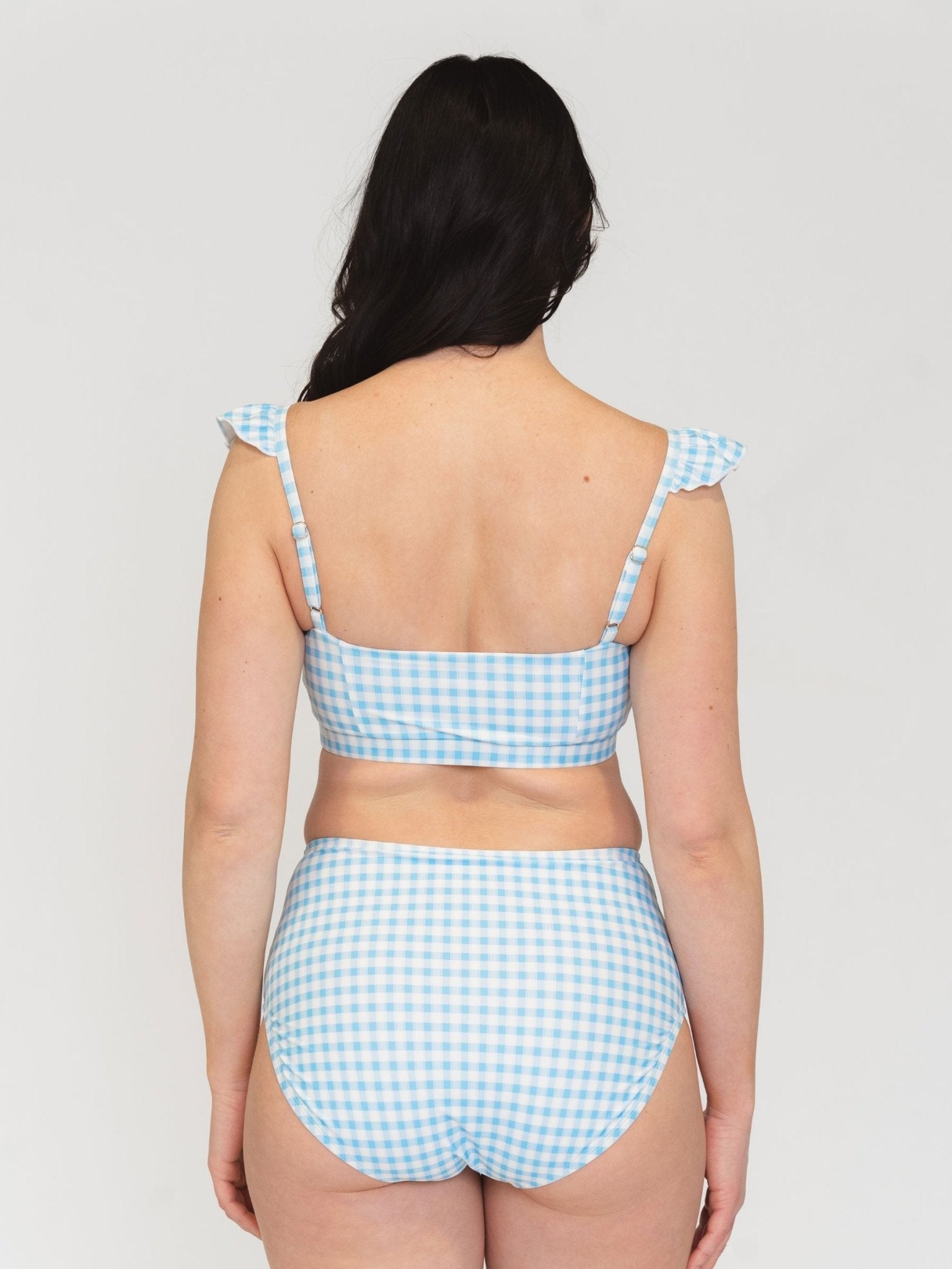 Sky Gingham Ruffle Scoop Bralette - Che Cose Belle