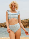 Sky Gingham Ruffle Scoop Bralette - Che Cose Belle