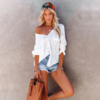 Slub Fabric Shirt-Style Beach Cover-Up ¨C Sun Protection Shirt, Vacation Swimsuit Beach Dress - Che Cose Belle