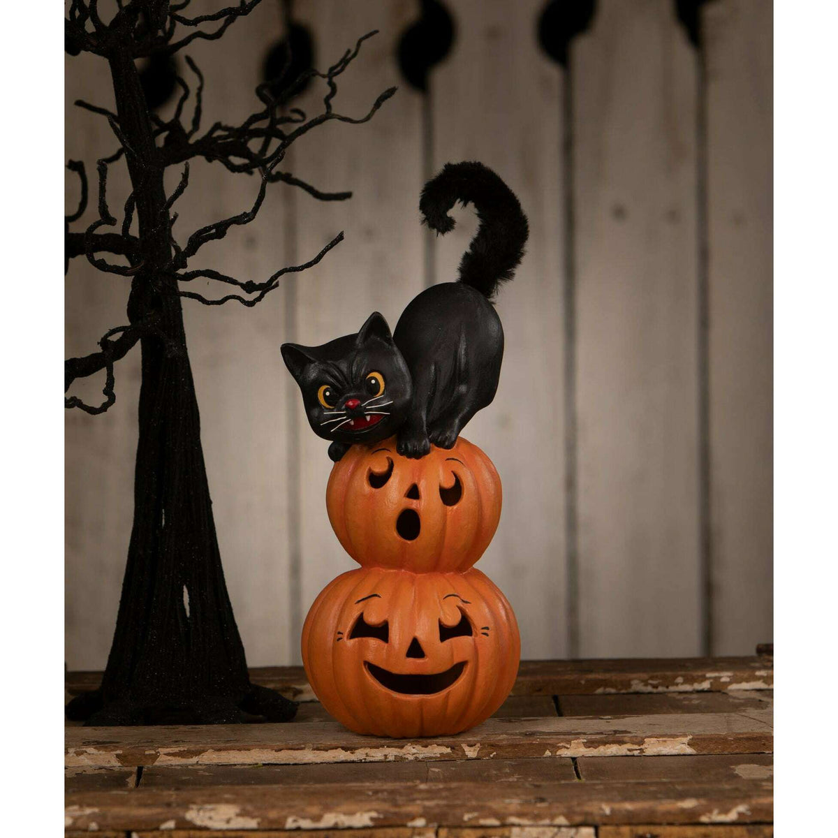 Small Pumpkin Stack Black Cat | Halloween Decor | Bethany Lowe - Che Cose Belle